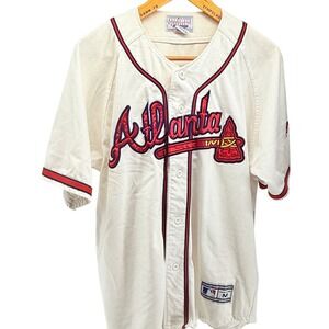 Men's VTG Majestic MLB Atlanta Braves Home Baseball Jersey Size M‎ - White